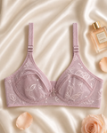 Pink Net embroidered Bra